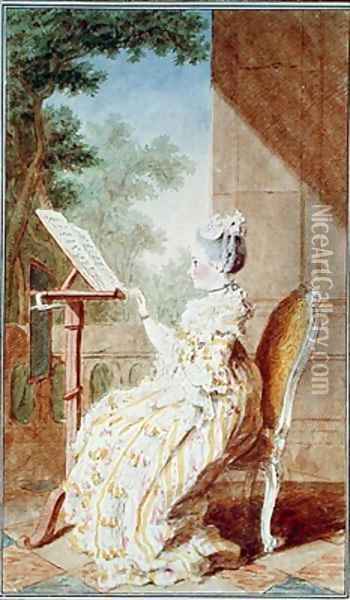 Louis Fidele Durand de Saint-Eugene, La Baronne de Talleyrand Oil Painting - Louis Carrogis Carmontelle