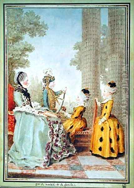 Madame de Montule et sa famille Oil Painting - Louis Carrogis Carmontelle