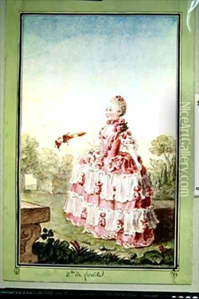 Mademoiselle de Fronville Oil Painting - Louis Carrogis Carmontelle