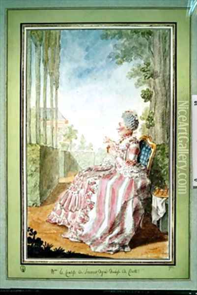Marie anne Renee Jacqueline Grandhomme de Gizeux La marquise de Brancas Oil Painting - Louis Carrogis Carmontelle