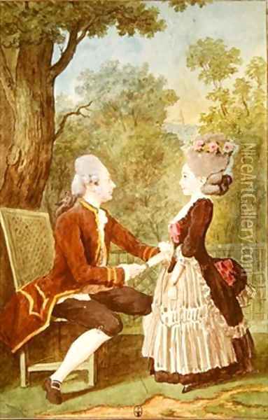 Mister N General farmer and his daughter Oil Painting - Louis Carrogis Carmontelle