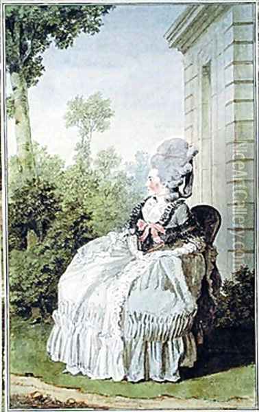 Francoise-Bernarde-Therese-Eugenie de Roy de Vaquieres, Marquise de Coetlogon Oil Painting - Louis Carrogis Carmontelle