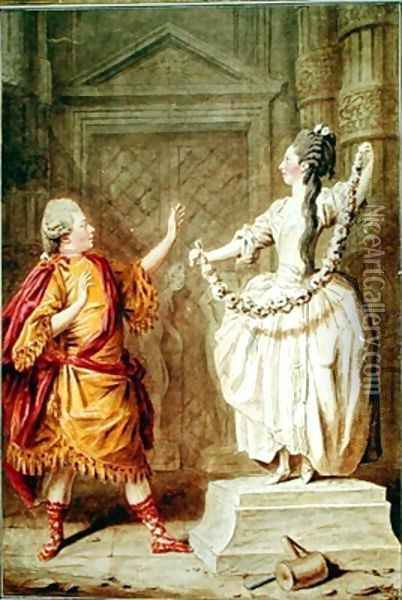 Monsieur Messer and Madame Boissier in Pygmalion Oil Painting - Louis Carrogis Carmontelle
