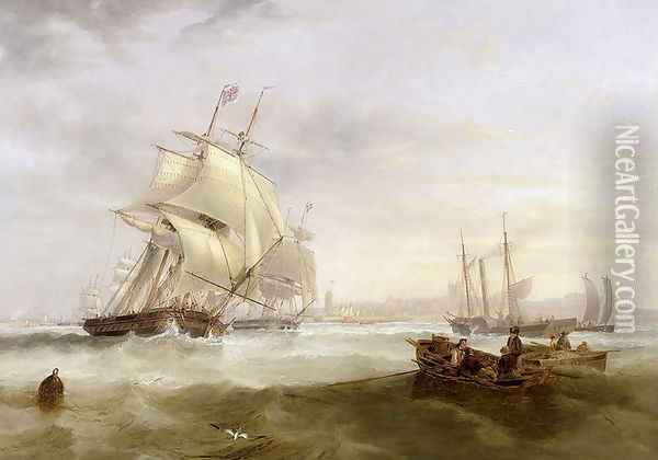 Shipping off Hartlepool Oil Painting - James Wilson Carmichael