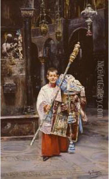 El Monaguillo (choir Boy) Oil Painting - Jose Gallegos Y Arnosa