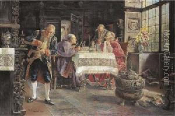 The Midday Feast Oil Painting - Jose Gallegos Y Arnosa