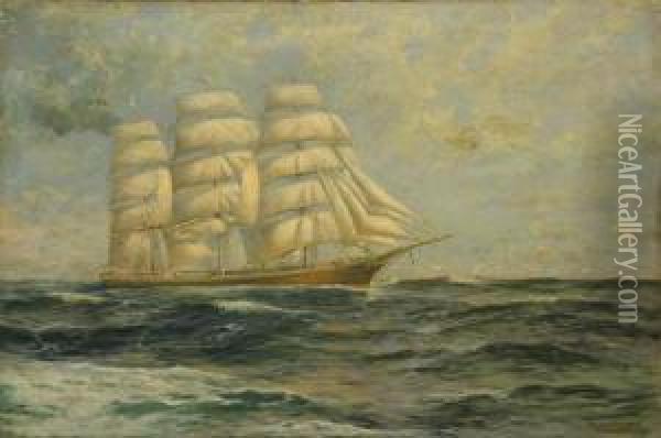A Sailing Vessel On Choppy Seas Oil Painting - George Howell Gay