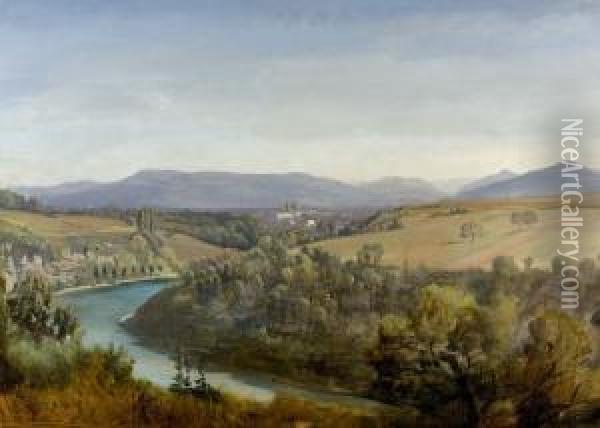 Herbstliche Flusslandschaft Bei Genf. Oil Painting - Jean Philippe George-Juillard