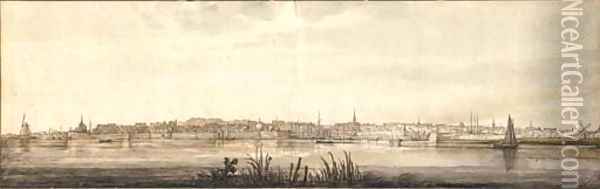 A view of Dordrecht from the end of the Papendrechtse bank of the river Noord Oil Painting - Aelbert Cuyp