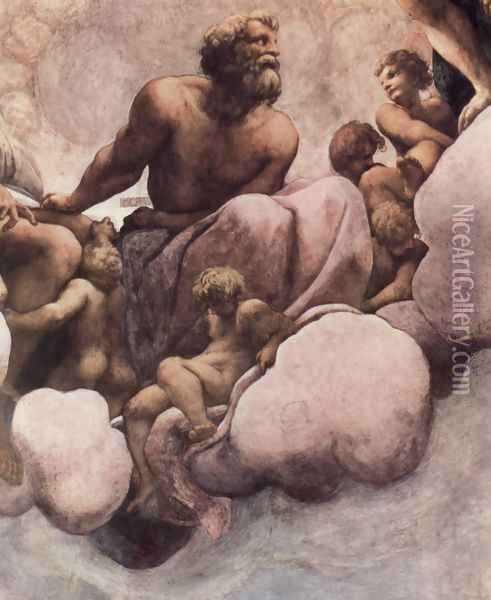 The vision of St. John in Patmos, detail St. Simon Oil Painting - Antonio Allegri da Correggio