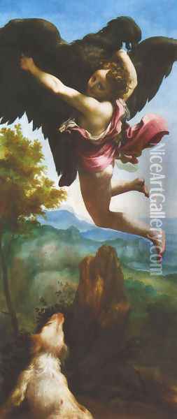 Abduction of Ganymede (Ratto di Ganimede) Oil Painting - Antonio Allegri da Correggio