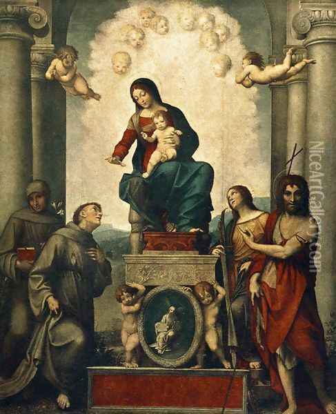 Madonna with St. Francis Oil Painting - Antonio Allegri da Correggio