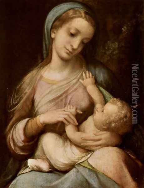 Madonna Campori, scene Madonna Oil Painting - Antonio Allegri da Correggio