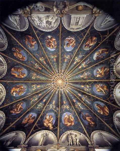 Ceiling of the Camera di San Paolo Oil Painting - Antonio Allegri da Correggio