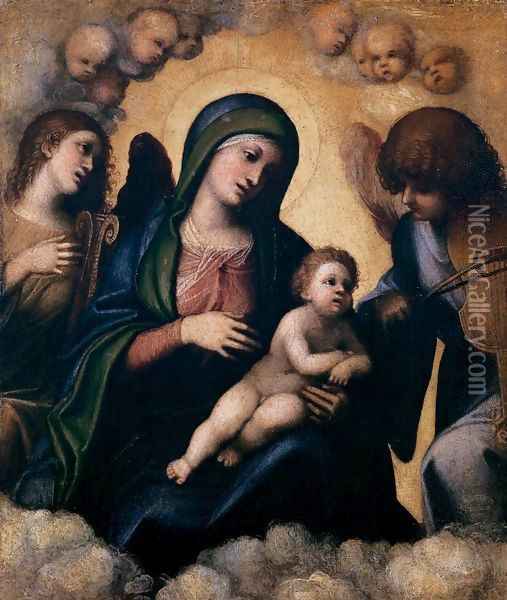 Madonna and Child in Glory Oil Painting - Antonio Allegri da Correggio