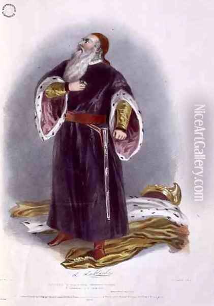 Luigi Lablache (1794-1858) as Faliero in Marino Faliero, from 'Recollections of the Italian Opera', 1836 Oil Painting - Alfred-Edward Chalon