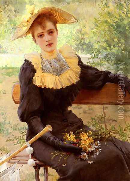 In The Garden Oil Painting - Vittorio Matteo Corcos