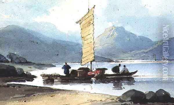 Boat with Yellow Sail, China Oil Painting - George Chinnery