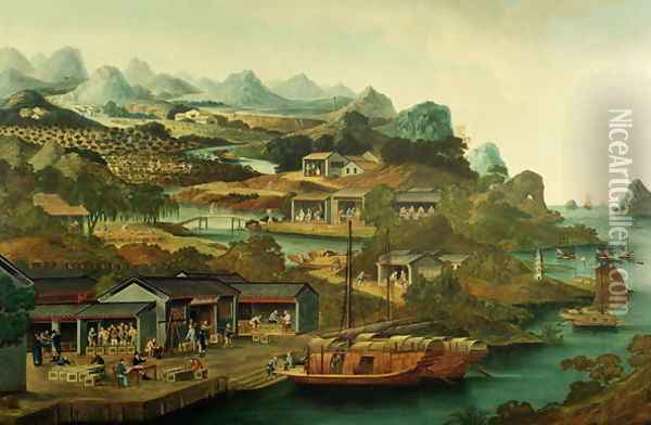 Tea Trade in China Oil Painting - George Chinnery