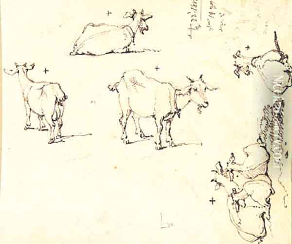 Studies of Goats Oil Painting - George Chinnery