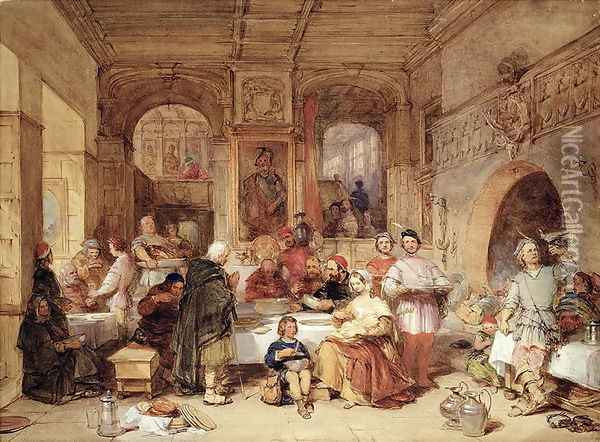 Dinner in the Great Hall Oil Painting - George Cattermole