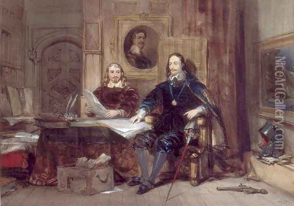 Charles I and his Secretary Oil Painting - George Cattermole