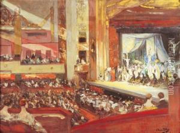 Soiree A L'opera, Circa 1910 Oil Painting - Eugne-Louis Gillot