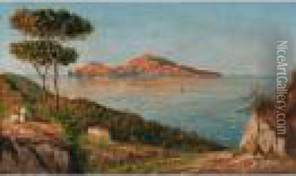 Capri Vista Da Punta Campanella Oil Painting - Guglielmo Giusti