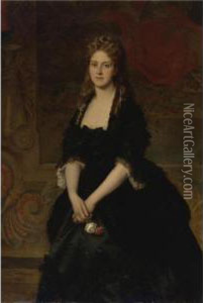 Portrait Of Nadezhda Mikhailovna Polovtsova Oil Painting - Michele Gordigiani