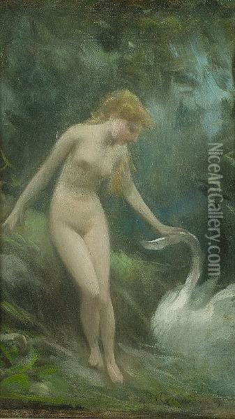 Leda And The Swan Oil Painting - Michele Gordigiani