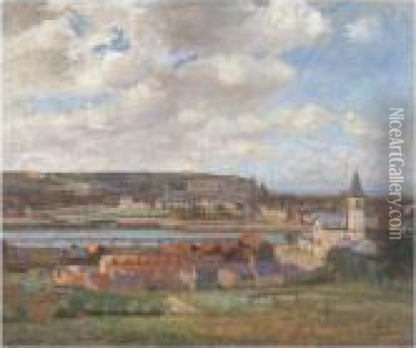 Overlooking The Town Of Dieppe Oil Painting - Spencer Frederick Gore