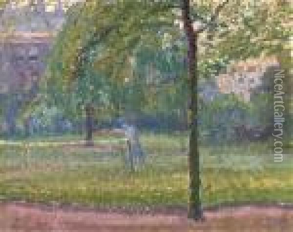 Tennis In Mornington Crescent Gardens Oil Painting - Spencer Frederick Gore