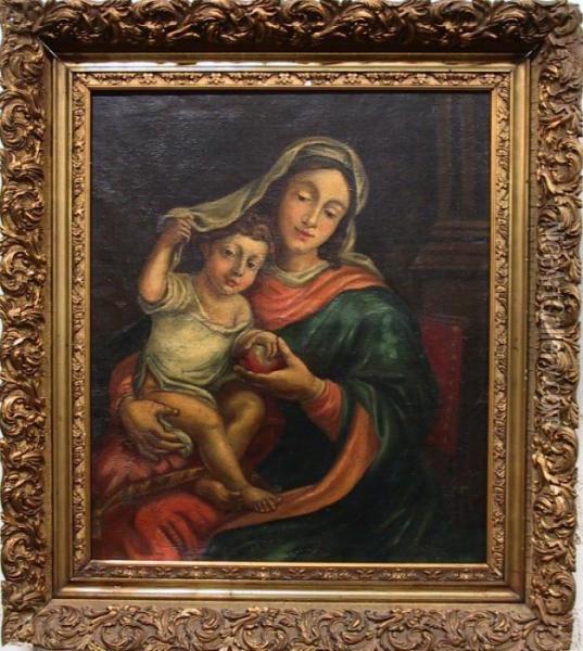 Description:moeder En Kind,
 Olieverf Op Doek Oil Painting - Jan Mabuse