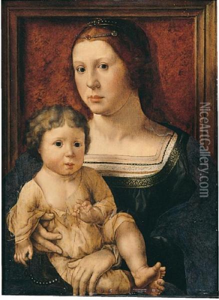 Madonna Col Bambino
 Olio Su Tavola, Cm. 43x32,2 Oil Painting - Jan Mabuse