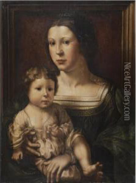 The Virgin And Child, Said To Be
 A Double Portrait Of Anna Van Bergen, Marquise De Veere, And Her Son Oil Painting - Jan Mabuse