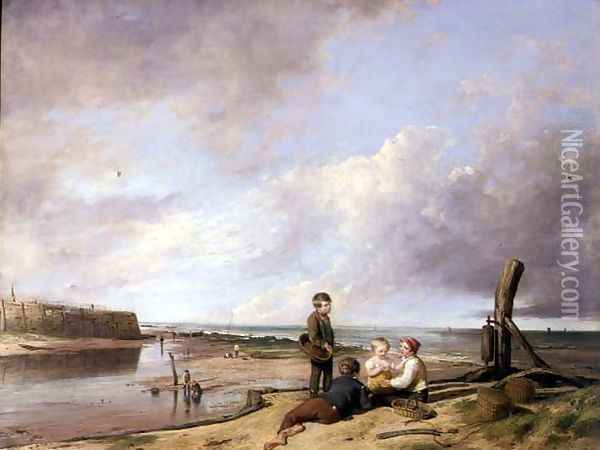 Shrimp Boys at Cromer, 1815 Oil Painting - William Collins