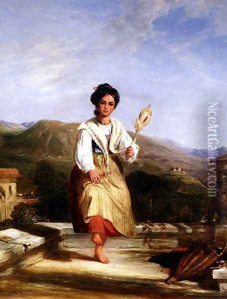 A Girl of Sorrento Oil Painting - William Collins