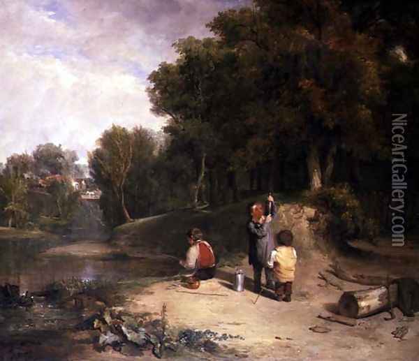 The Minnow Catchers Oil Painting - William Collins