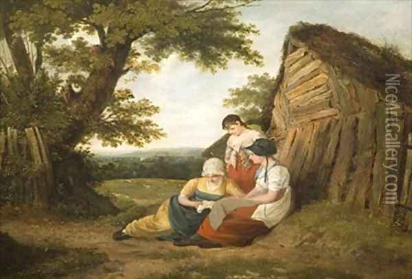 Landscape with Three Figures Oil Painting - William Collins