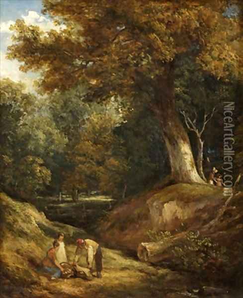 A Woodland Glade with Figures Oil Painting - William Collins
