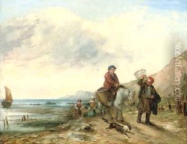 Fisherfolk returning with the catch Oil Painting - William Collins