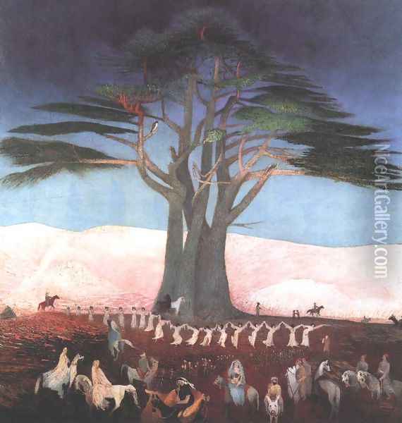 Pilgrimage to the Cedars of Lebanon 1907 Oil Painting - Tivadar Kosztka Csontvary