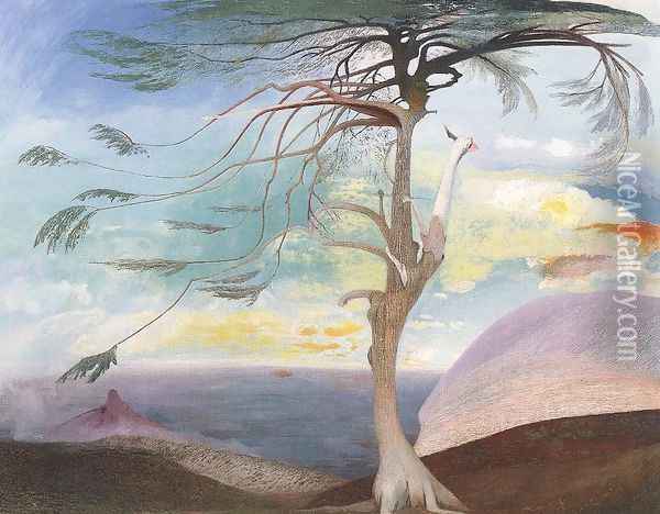 The Solitary Cedar, 1907 Oil Painting - Tivadar Kosztka Csontvary