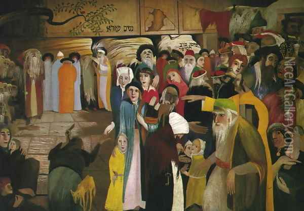 At the Entrance of the Wailing Wall in Jerusalem 1904 Oil Painting - Tivadar Kosztka Csontvary