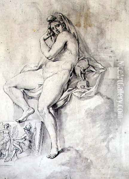 Female Personification of Sculpture, c.1770 Oil Painting - Giovanni Battista Cipriani
