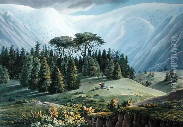 View of the Cedar Forests of Lebanon seen from the Tripoli Road, c.1800 Oil Painting - Louis Francois Cassas