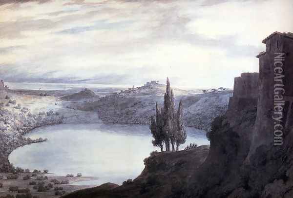 Lake Nemi, Campagna Italy, 1788 Oil Painting - John Robert Cozens