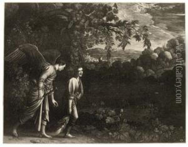 Tobias And The Angel ('the Large Tobias') Oil Painting - Hendrick Goudt