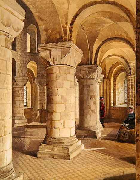 Interior View of St. John's Chapel, Tower of London, c.1810 Oil Painting - John Crowther