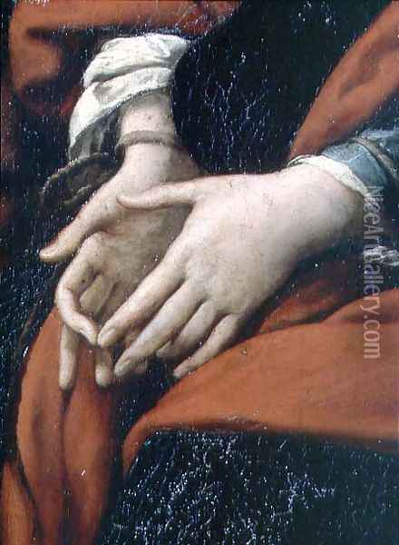The Martyrdom of SS. Rufina and Seconda, known as the three-handed picture, detail of bound hands Oil Painting - Giovanni Battista Crespi (Cerano II)